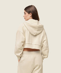 everywear Cropped Zip Hoodie Oat White