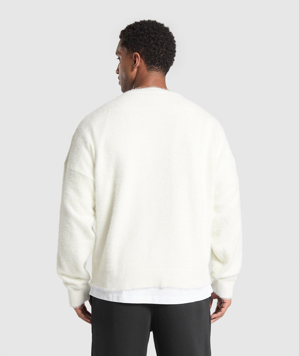 V-Neck Knitted Jumper Skylight White