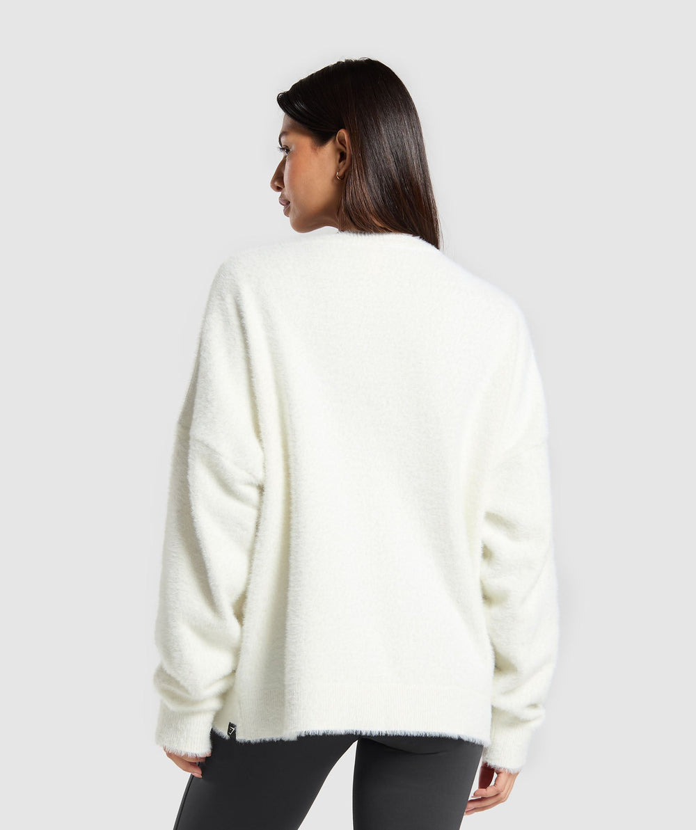 V-Neck Knitted Jumper Skylight White