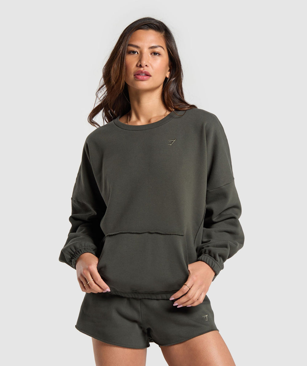 Fleece Oversized Sweatshirt Strength Green