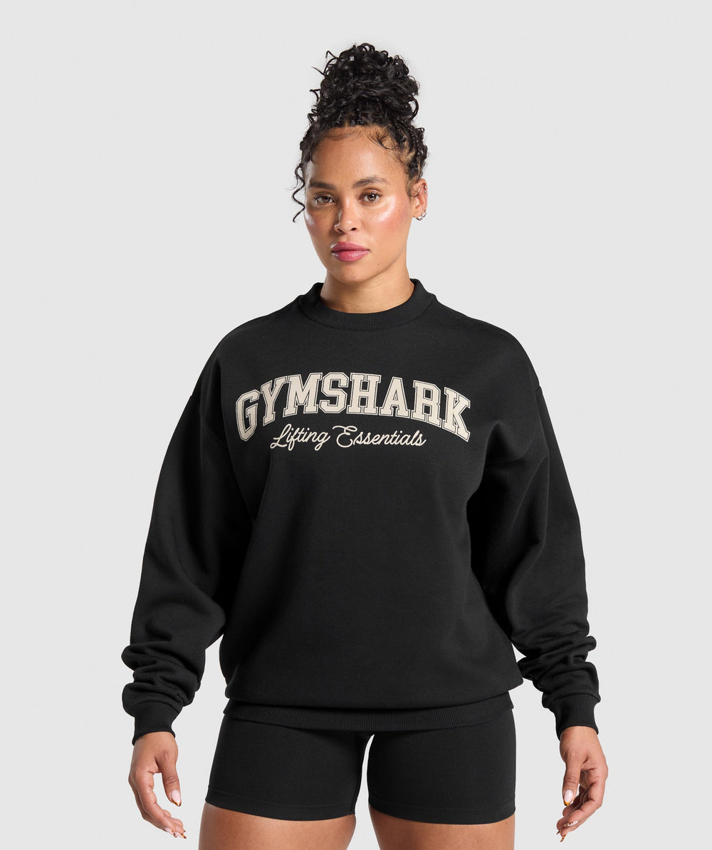 Lifting Essentials Graphic Brushed Oversized Sweatshirt Black