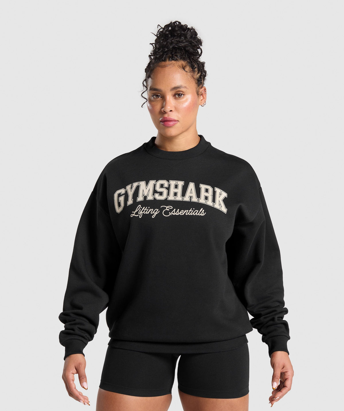Lifting Essentials Graphic Brushed Oversized Sweatshirt Black