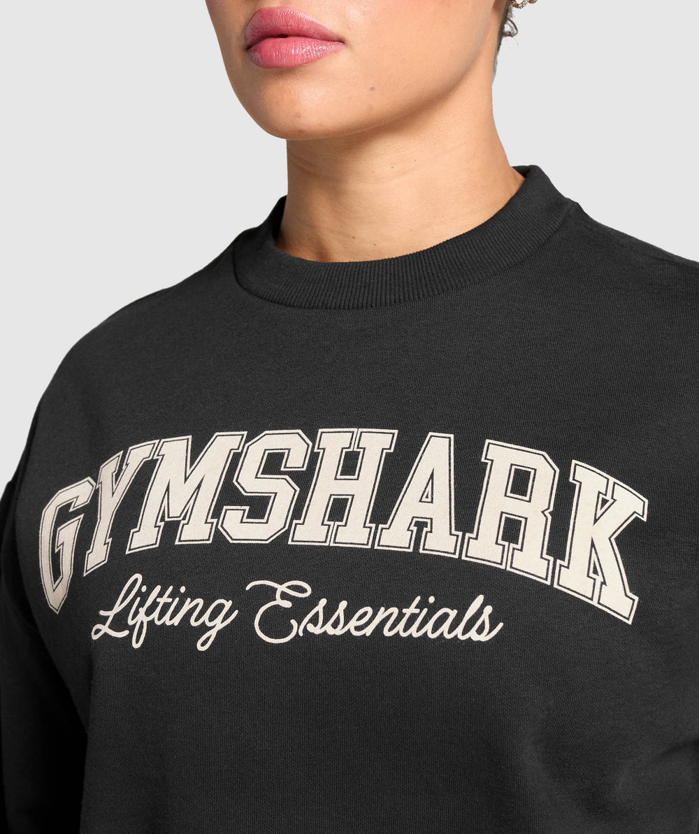 Lifting Essentials Graphic Brushed Oversized Sweatshirt Black