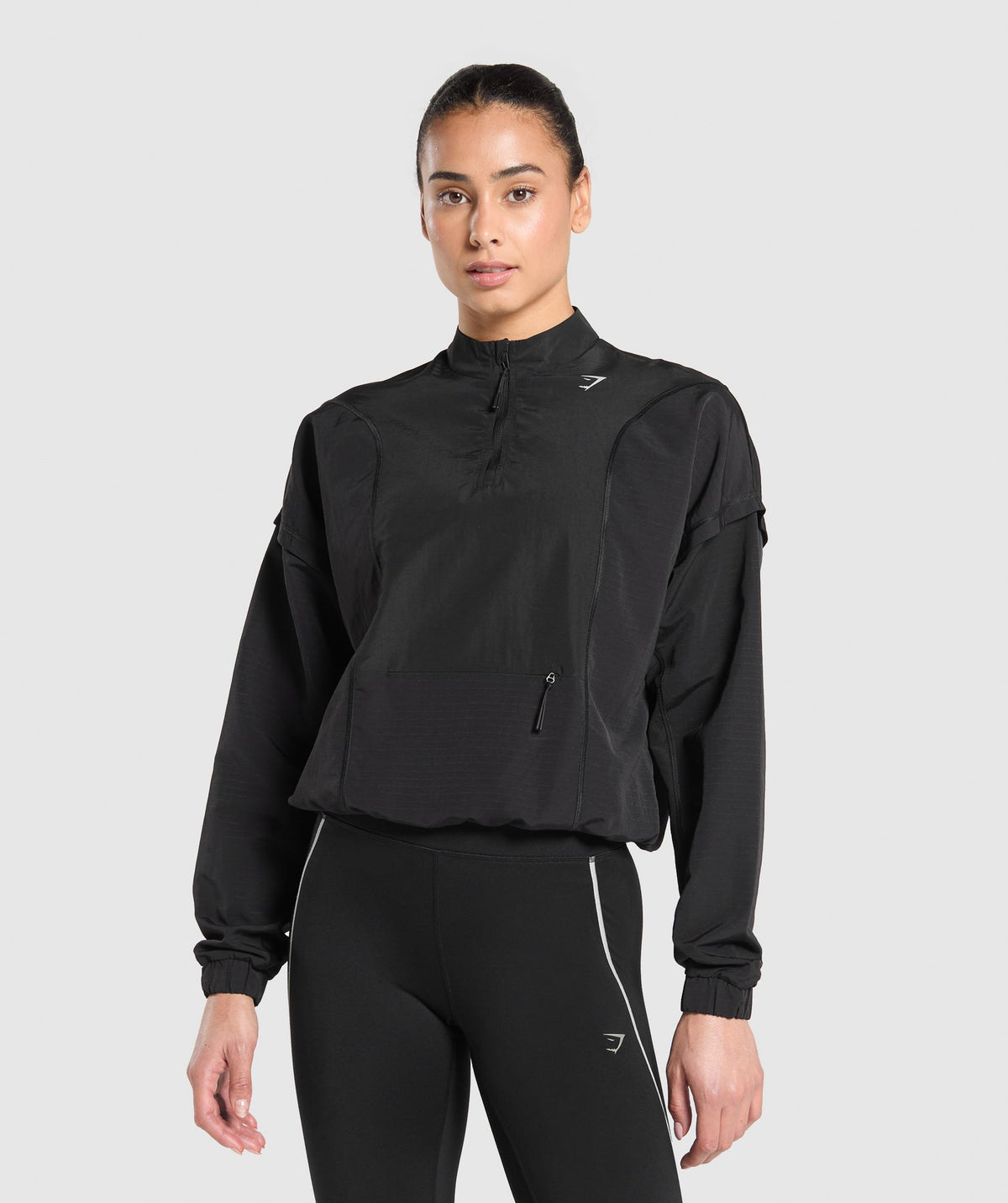 Running 1/4 Zip Track Top Black