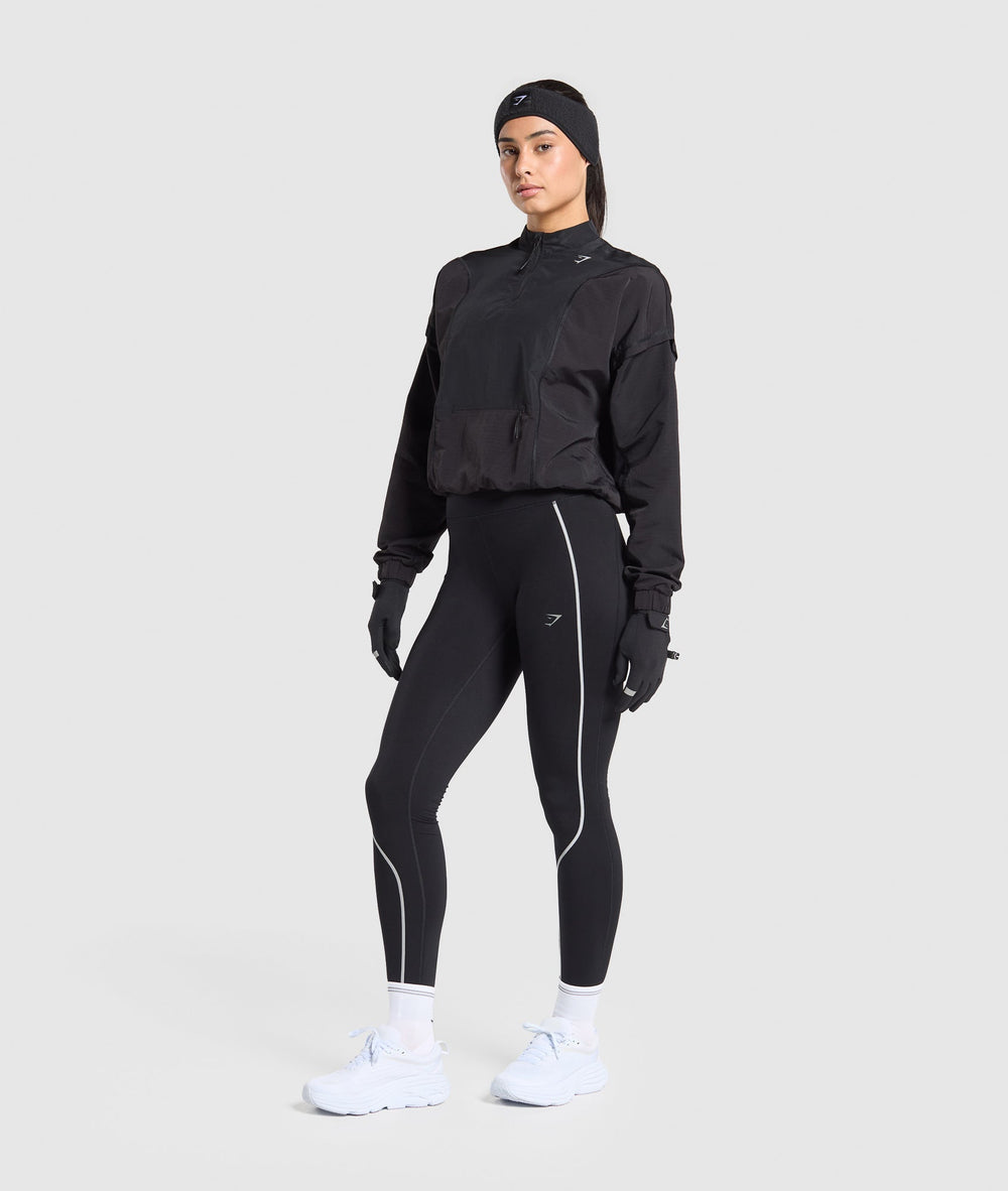 Running 1/4 Zip Track Top Black