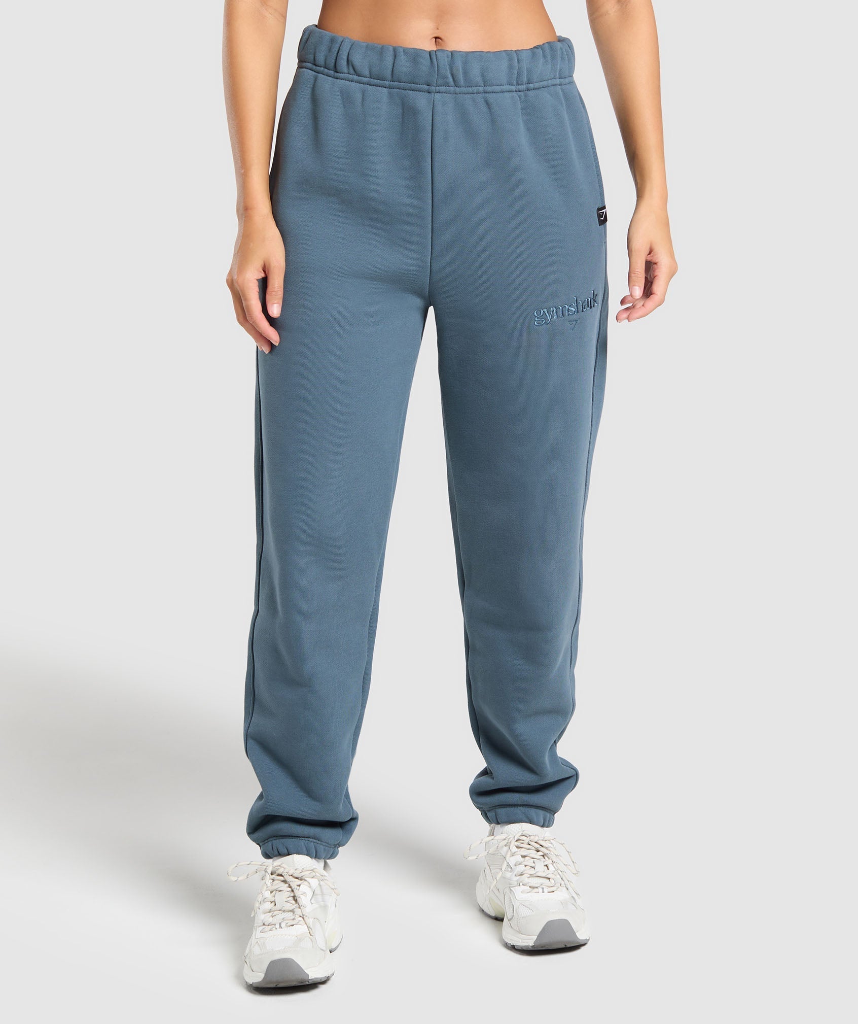 Embroidered Logo Oversized Joggers Cargo Blue