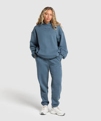 Embroidered Logo Oversized Joggers Cargo Blue