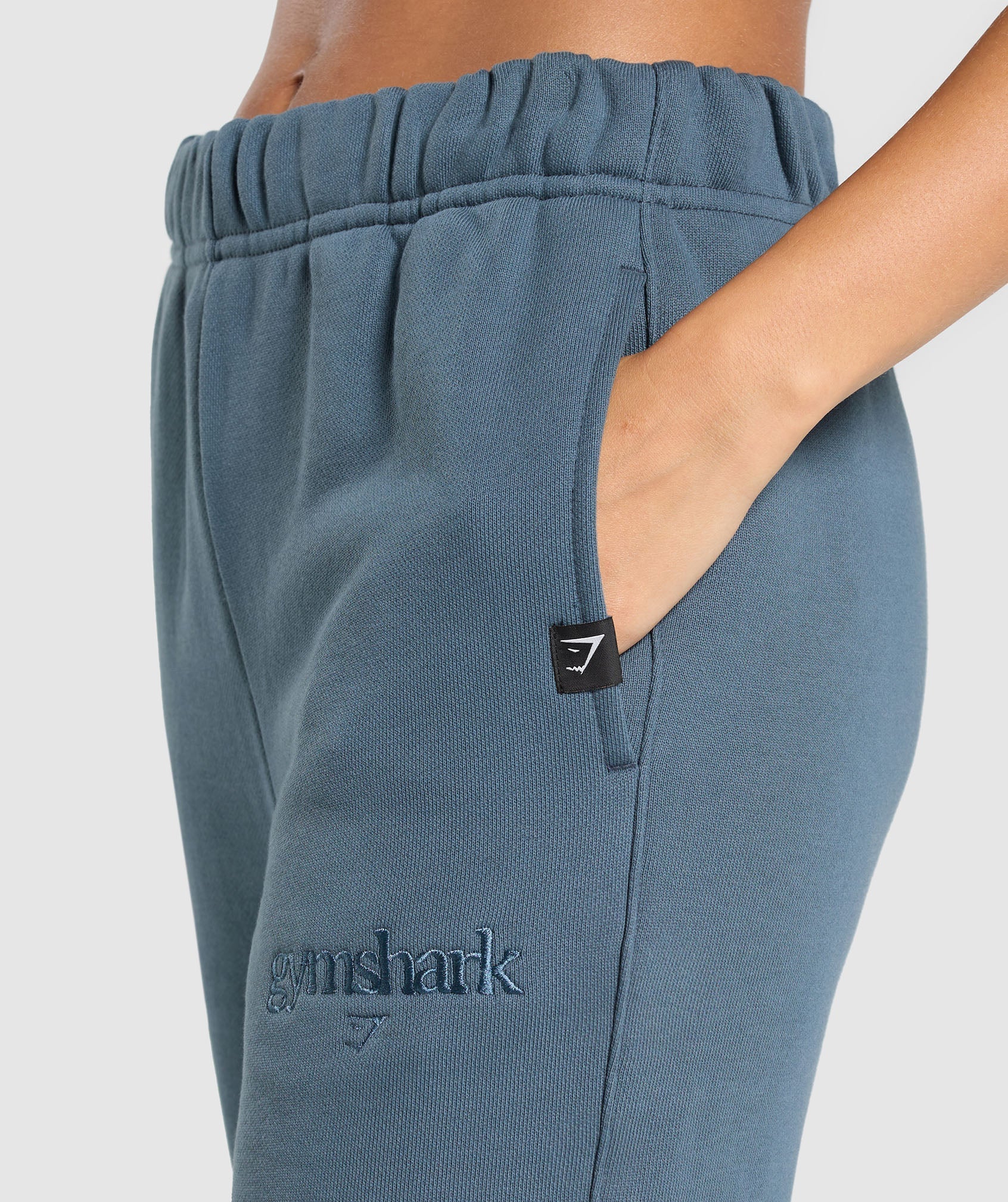 Embroidered Logo Oversized Joggers Cargo Blue