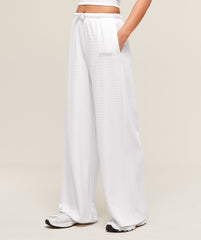 Waffle Wide Leg Pants White