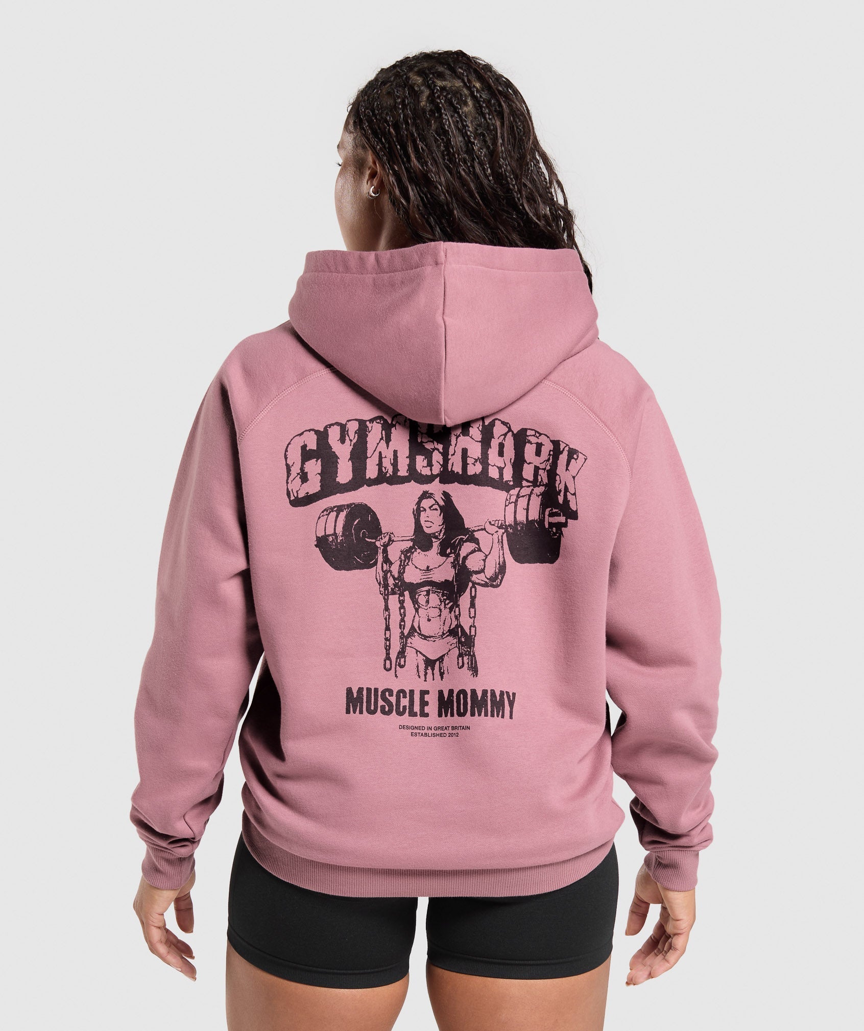 Gritty Muscle Mommy Graphic Hoodie Calm Pink