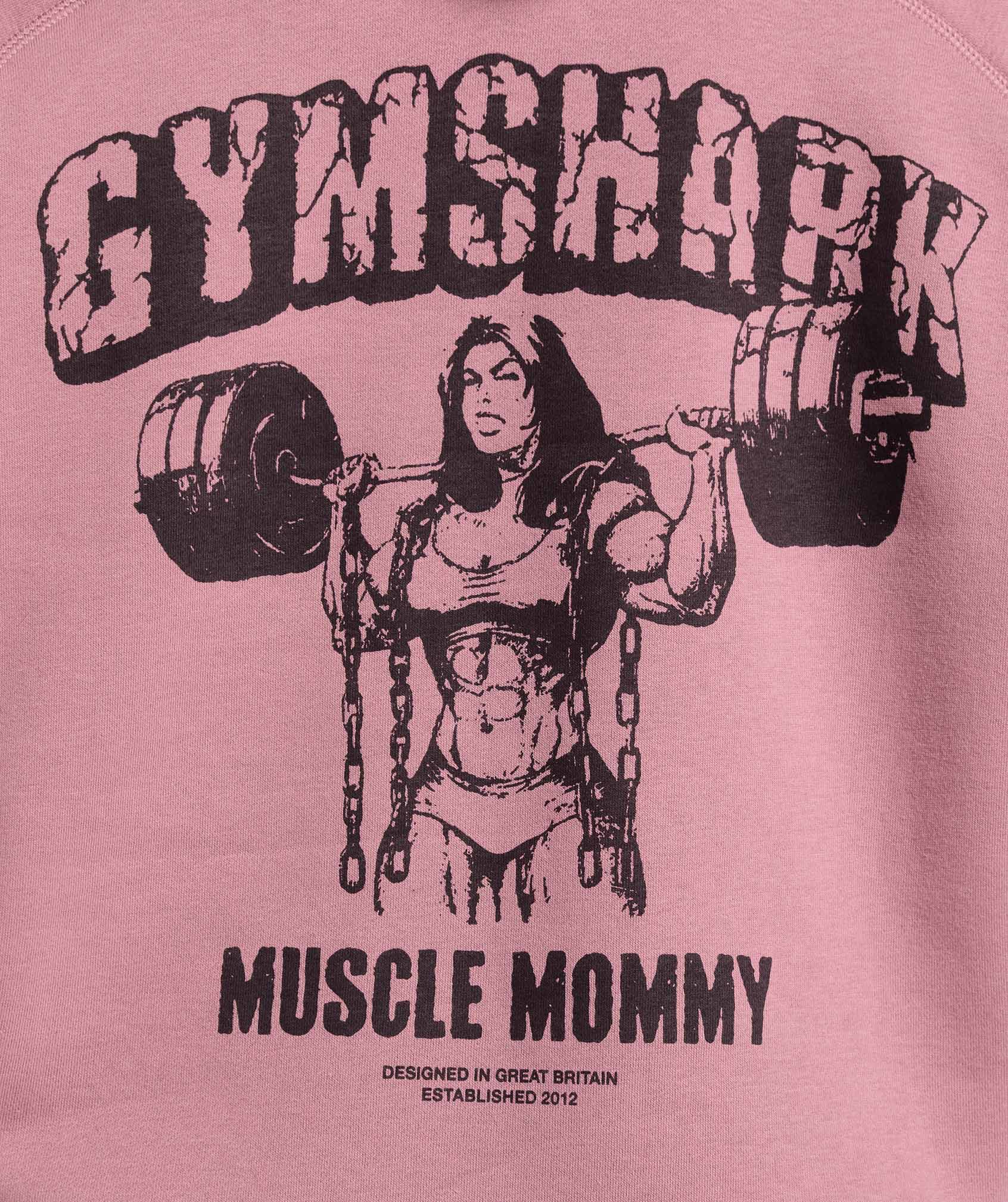 Gritty Muscle Mommy Graphic Hoodie Calm Pink