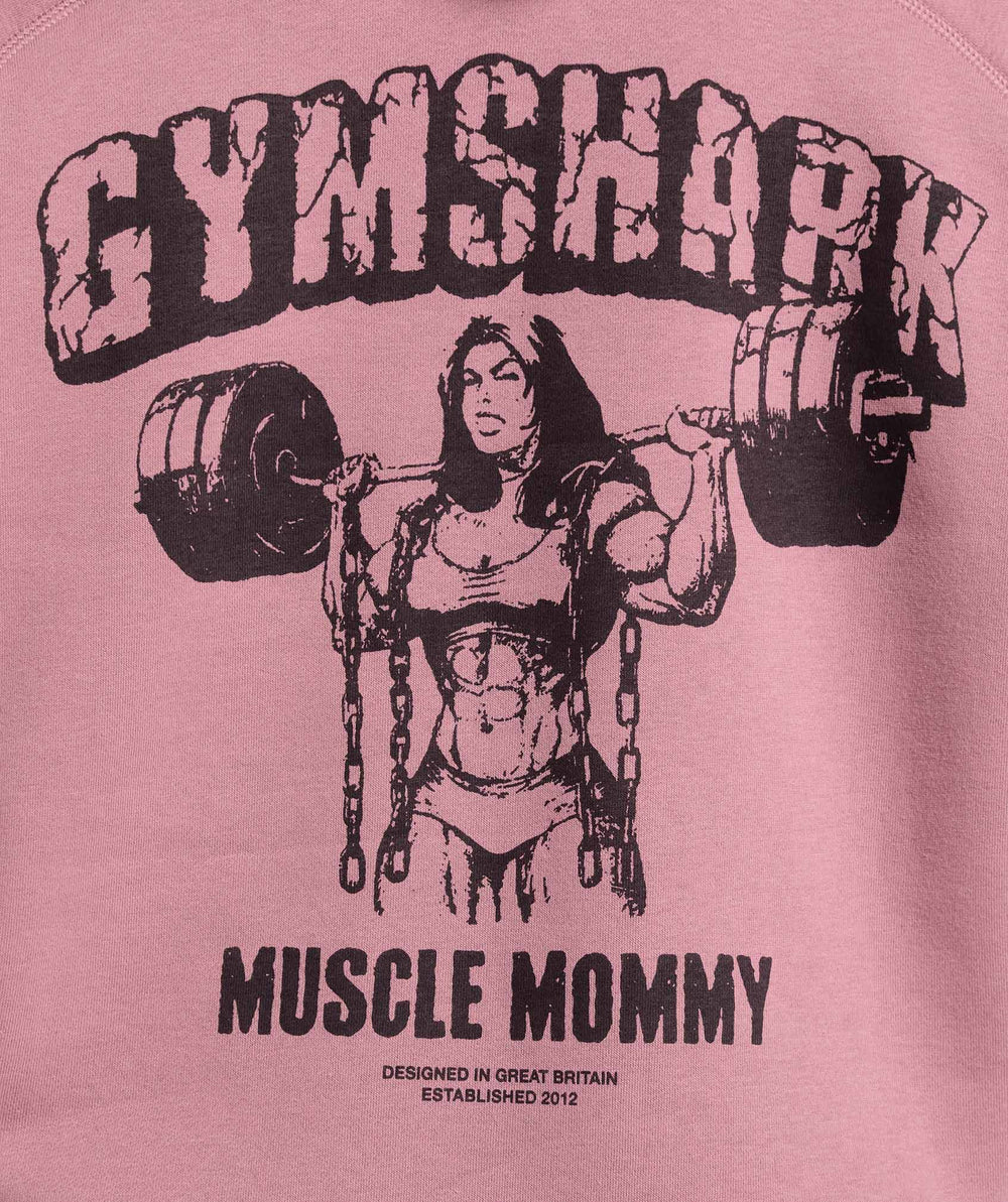 Gritty Muscle Mommy Graphic Hoodie Calm Pink