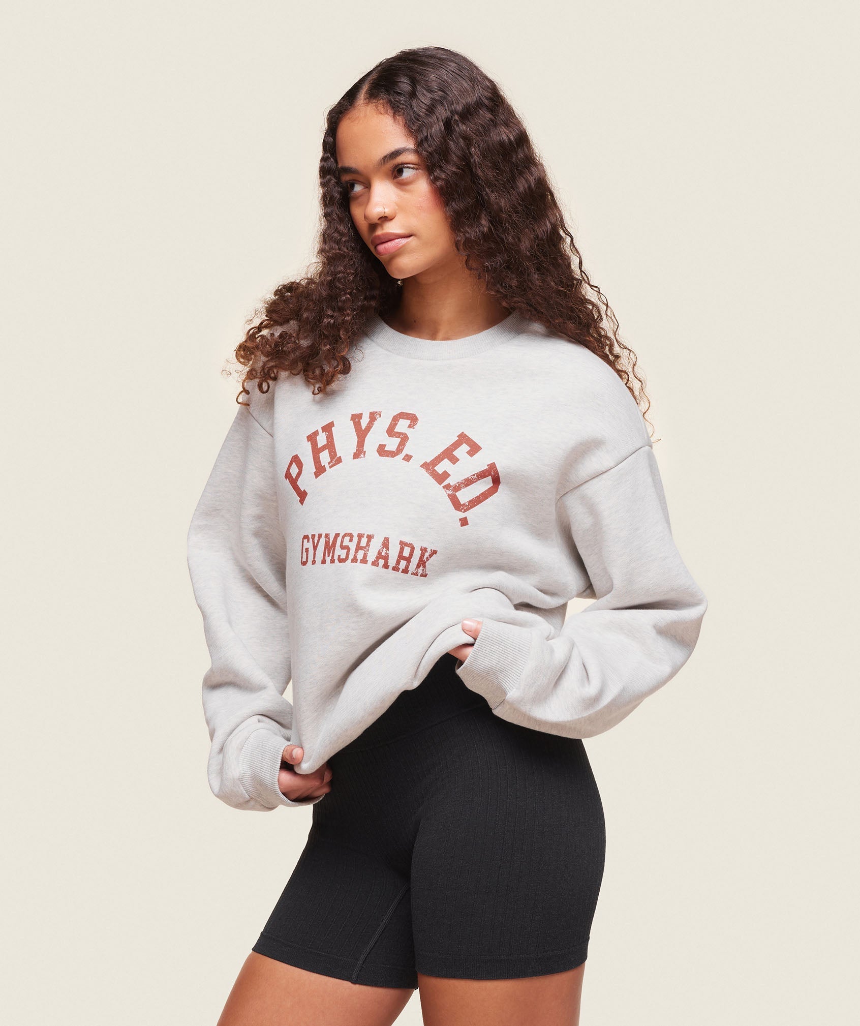 Phys Ed Crew Neck Sweatshirt Light Grey Core Marl