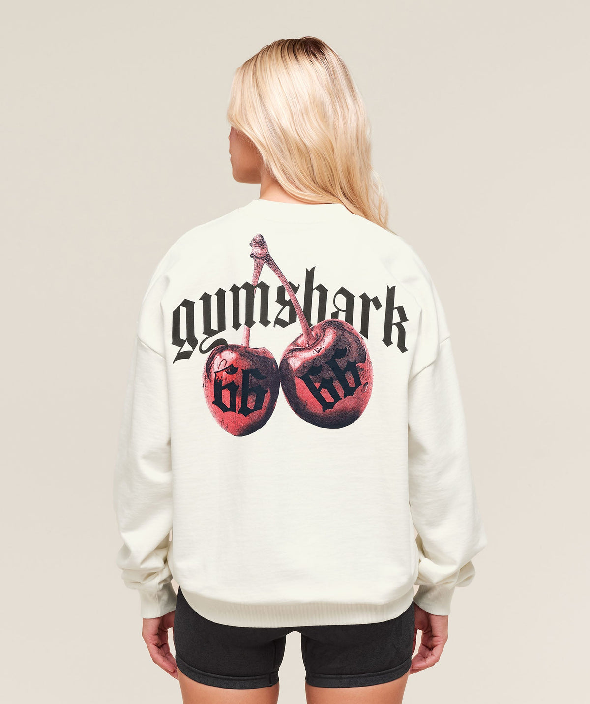 Cherry Graphic Oversized Sweatshirt Soft White