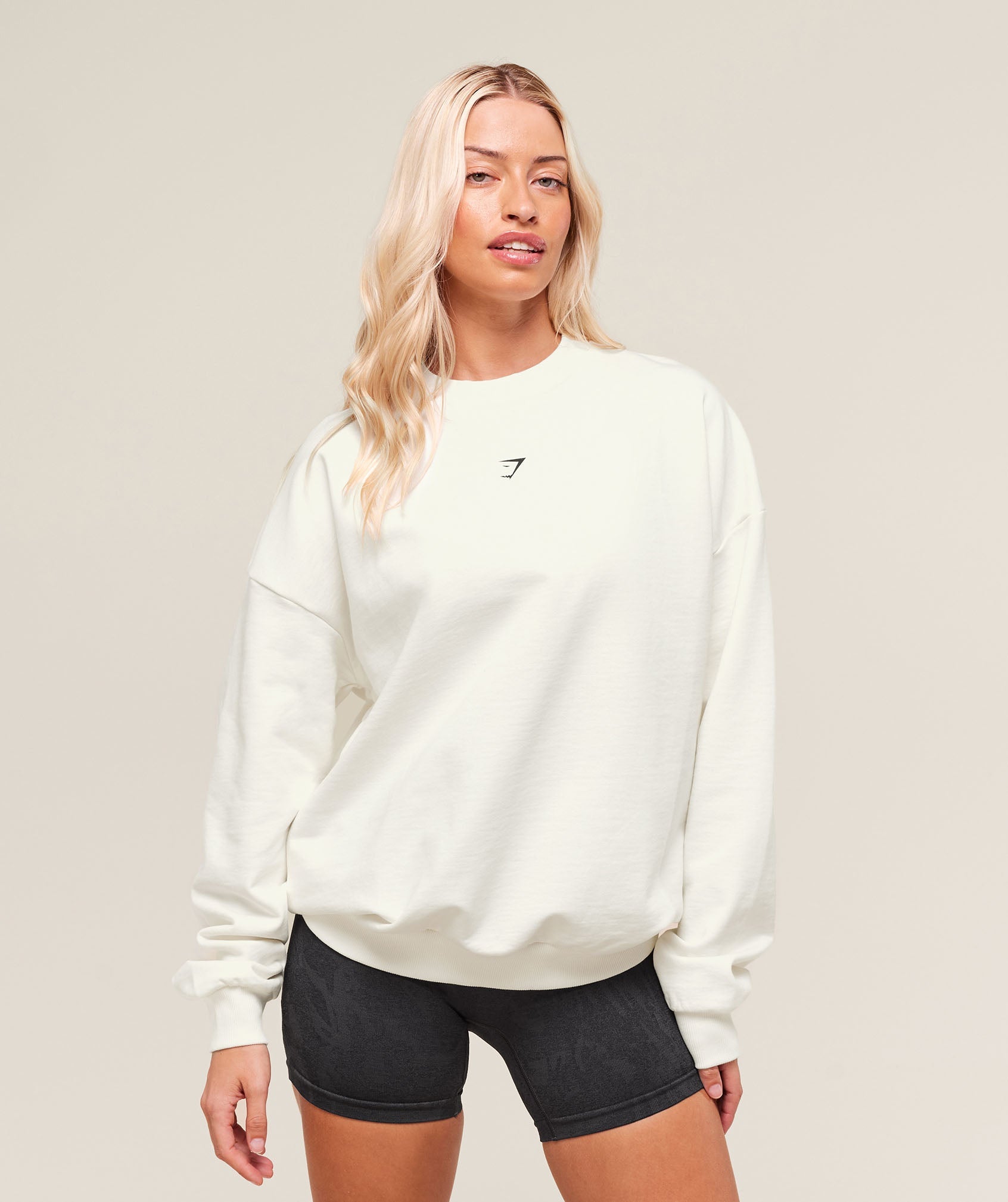 Cherry Graphic Oversized Sweatshirt Soft White