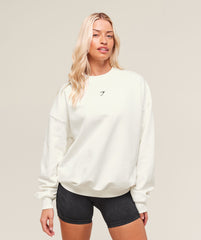 Cherry Graphic Oversized Sweatshirt Soft White