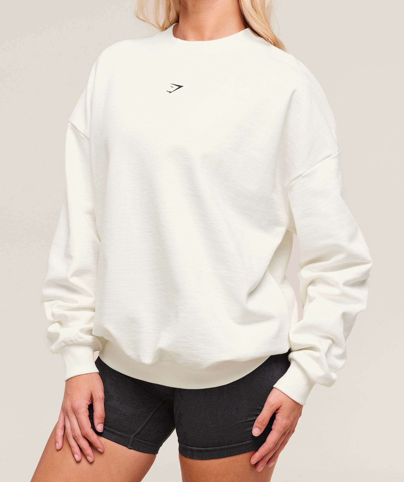 Cherry Graphic Oversized Sweatshirt Soft White