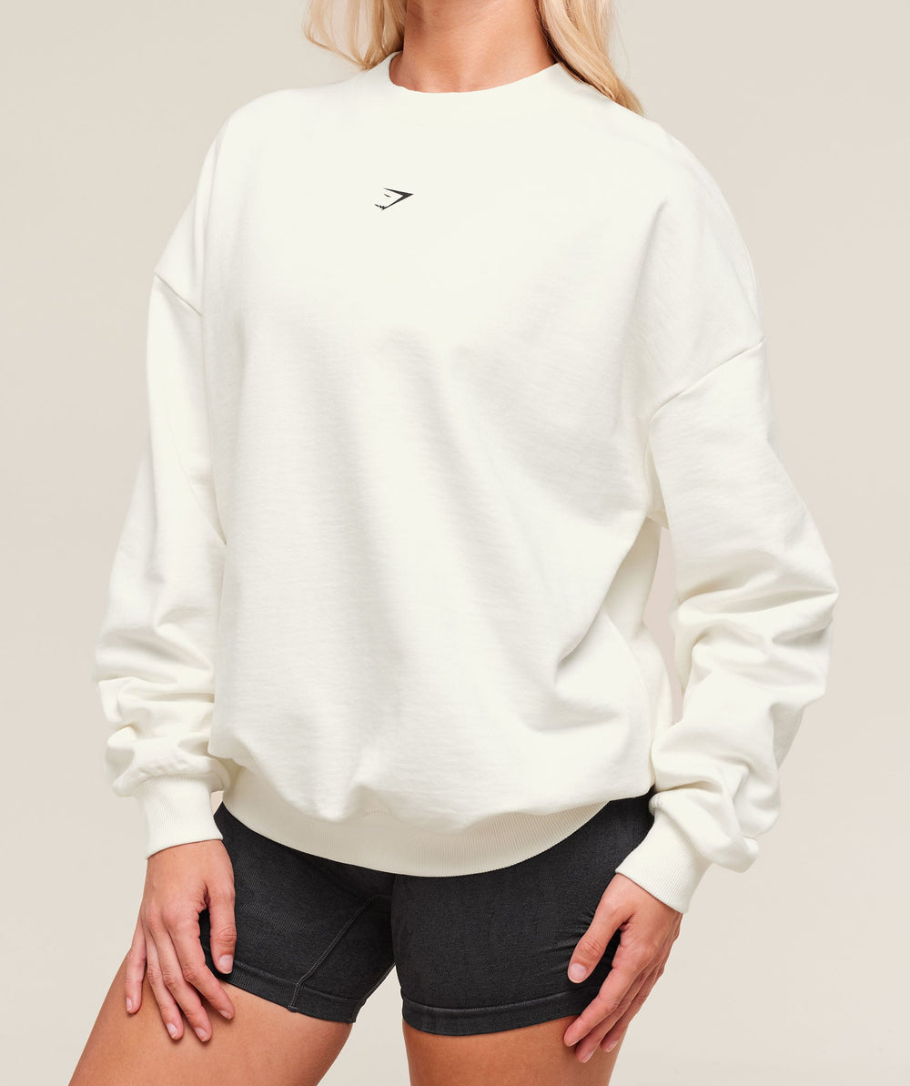 Cherry Graphic Oversized Sweatshirt Soft White