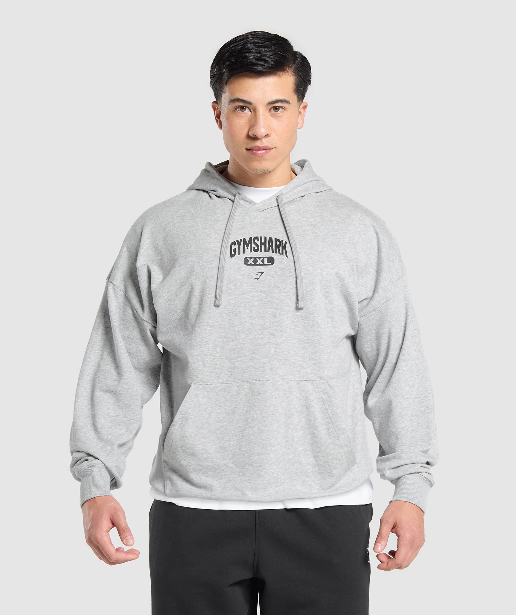 XXL Graphic Hoodie Light Grey Core Marl
