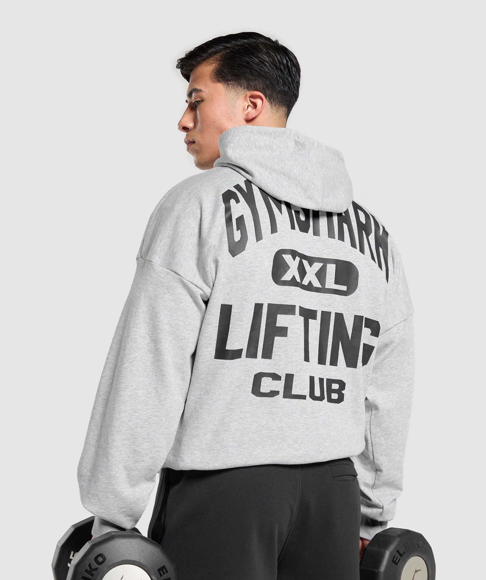 XXL Graphic Hoodie Light Grey Core Marl