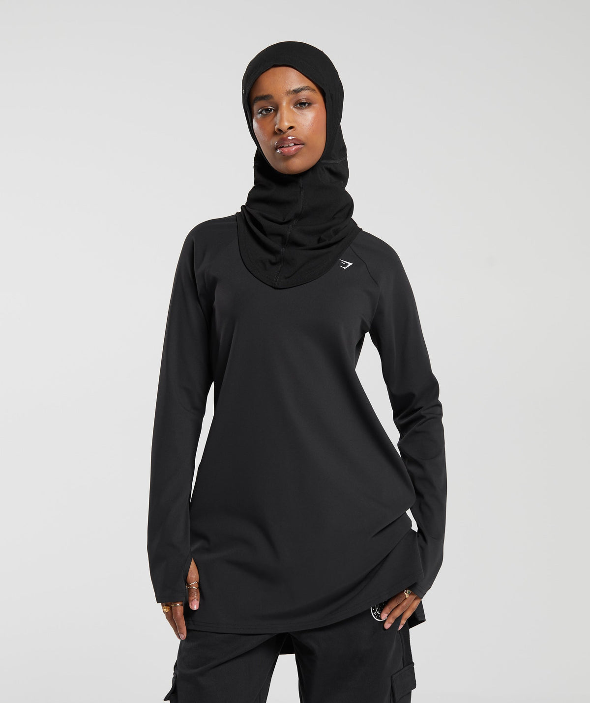 Long Line Long Sleeve Top Black
