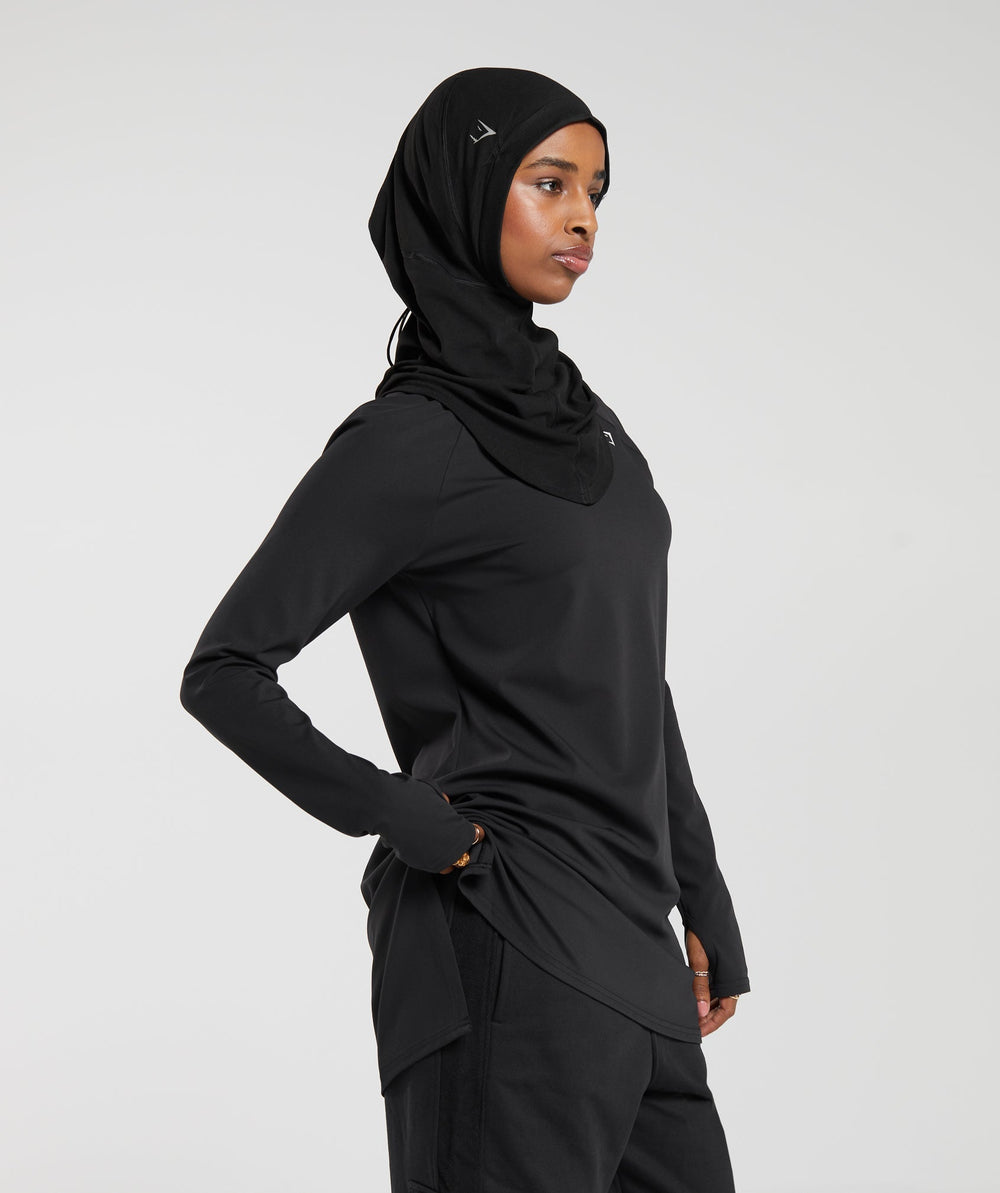 Long Line Long Sleeve Top Black