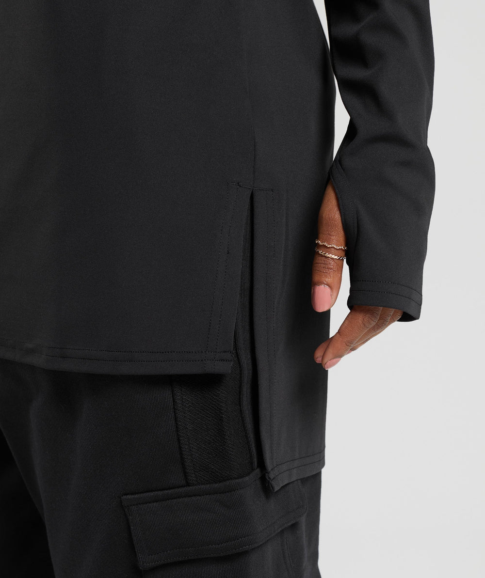 Long Line Long Sleeve Top Black
