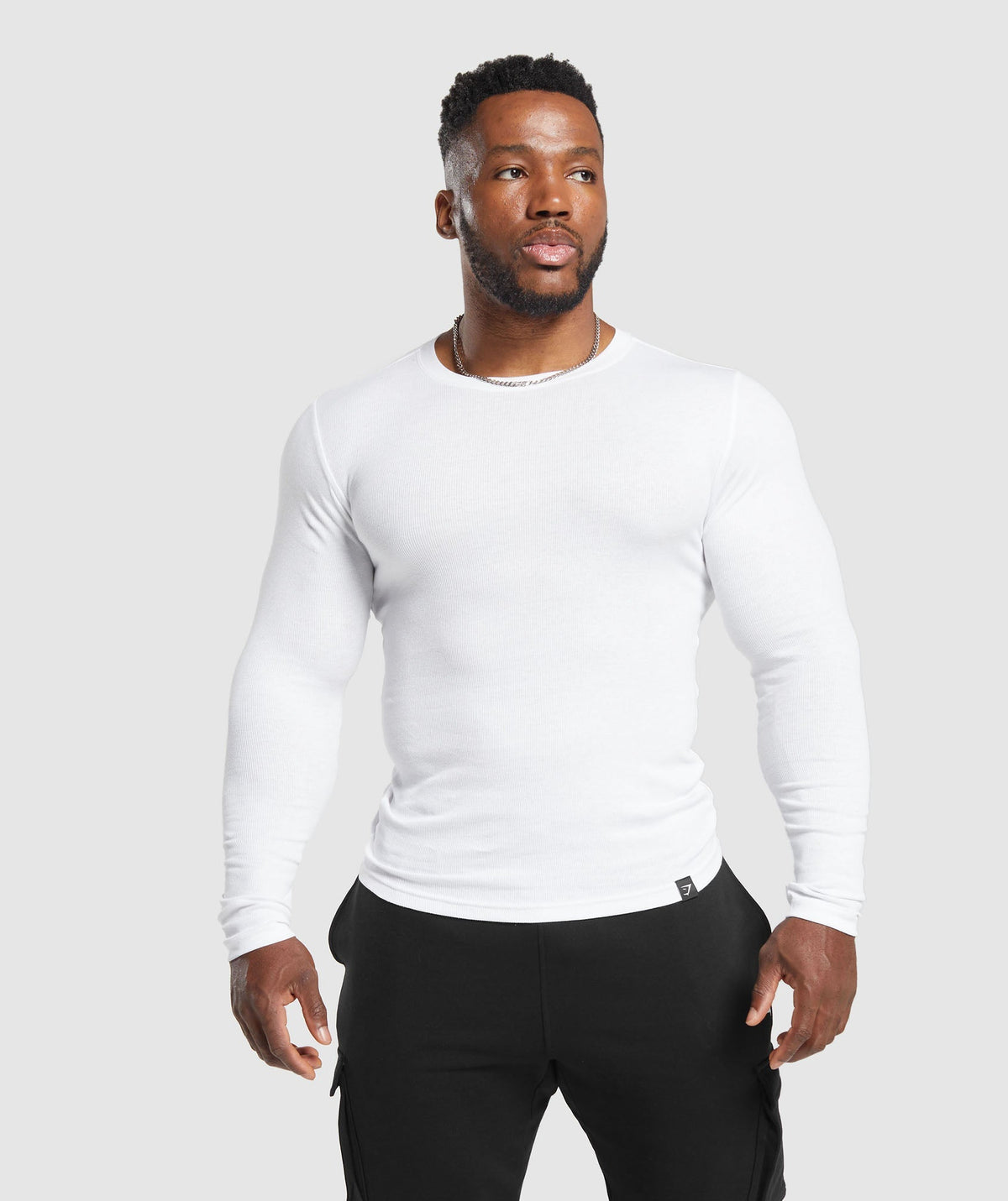 Ribbed Long Sleeve T-Shirt White