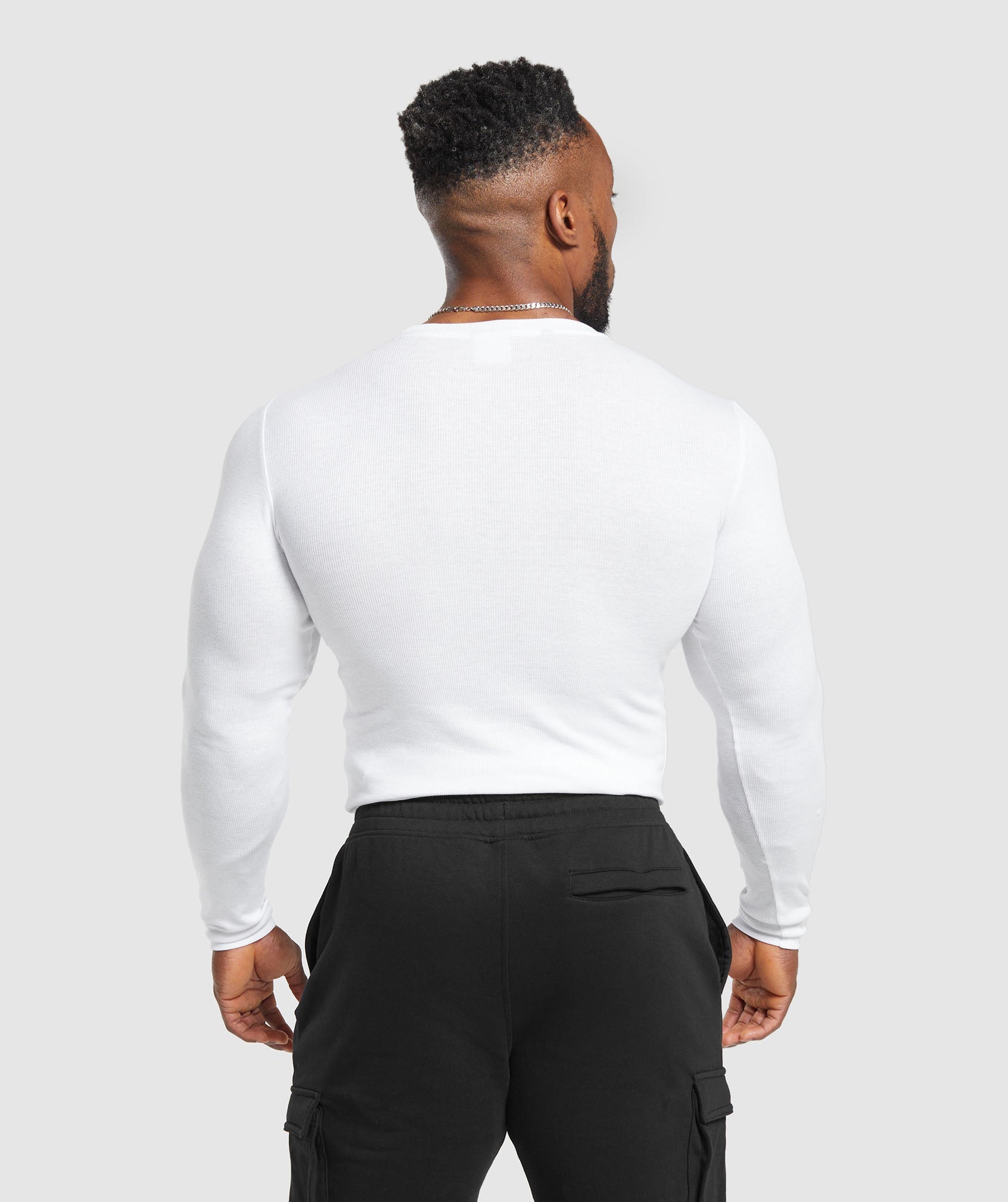 Ribbed Long Sleeve T-Shirt White