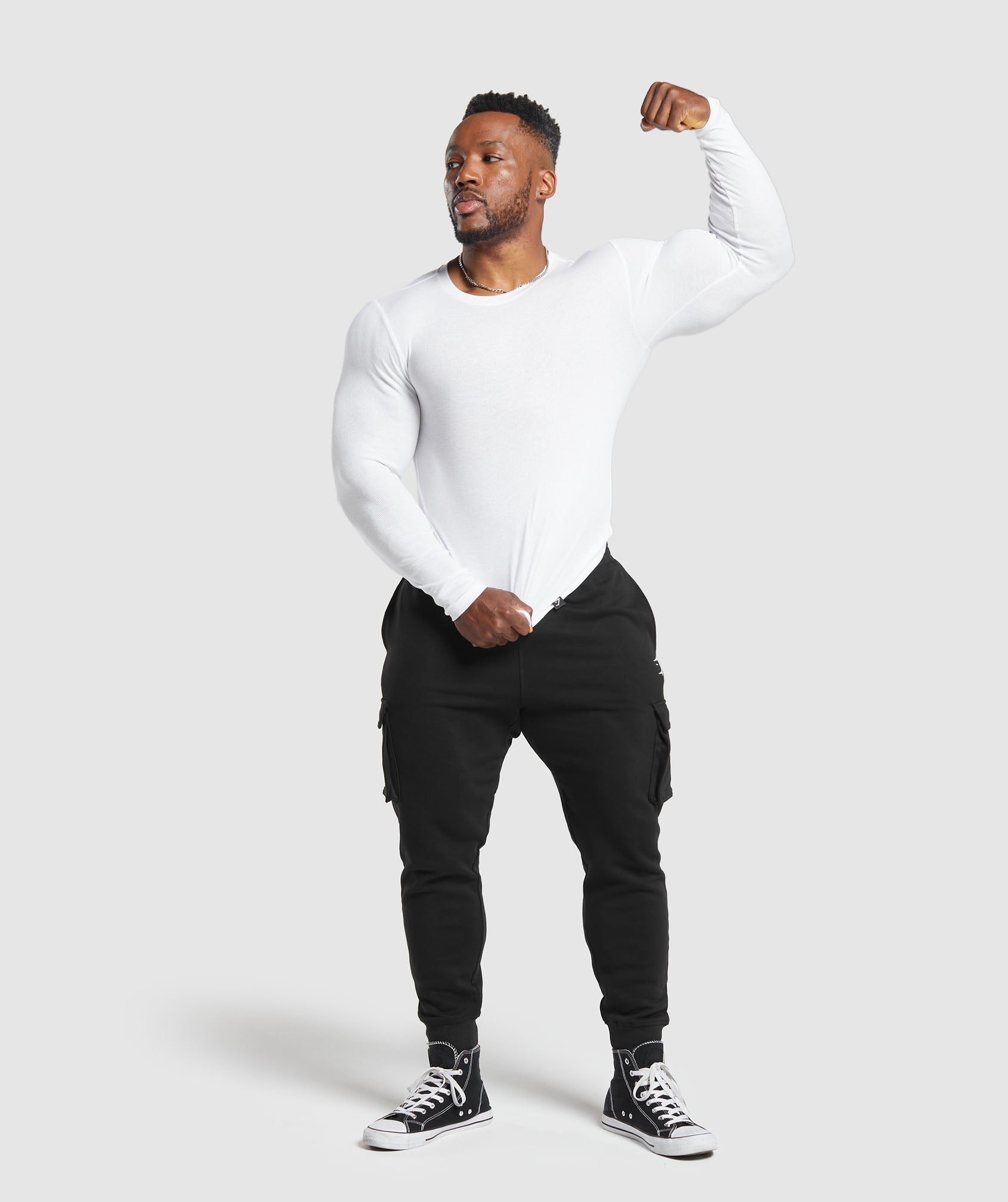 Ribbed Long Sleeve T-Shirt White
