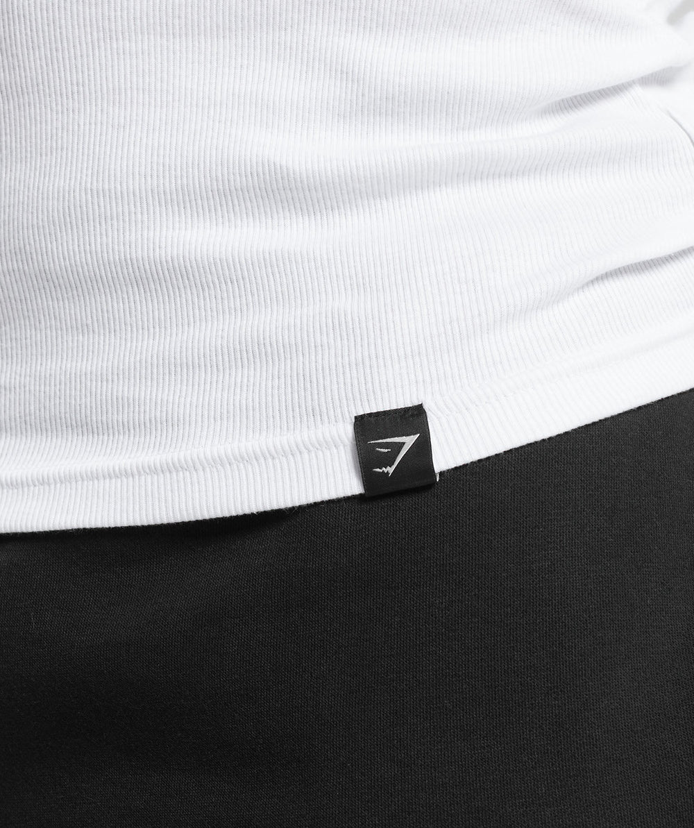 Ribbed Long Sleeve T-Shirt White