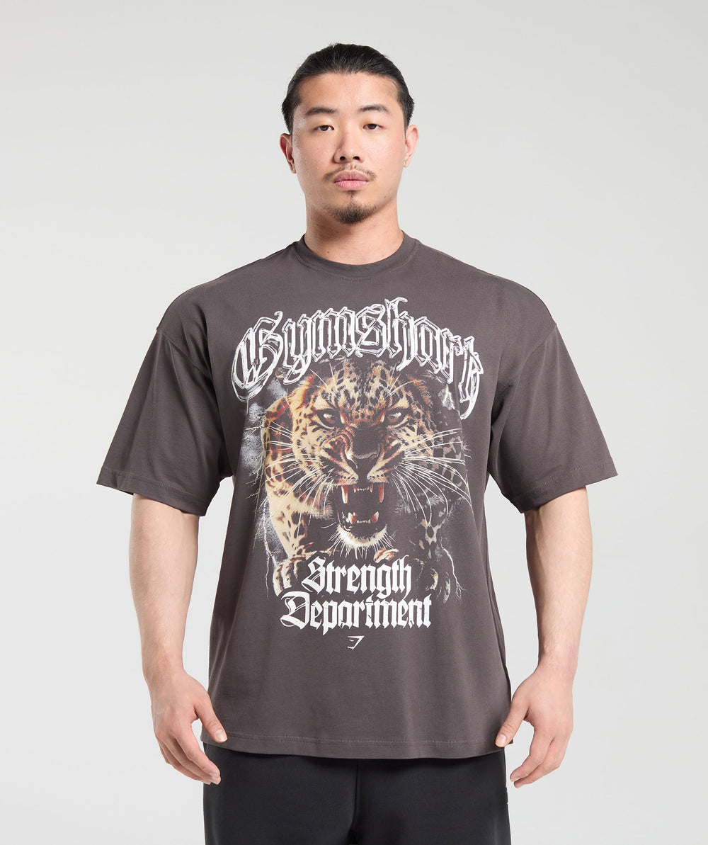 Strength Department Animal Oversized T-Shirt Greyed Purple