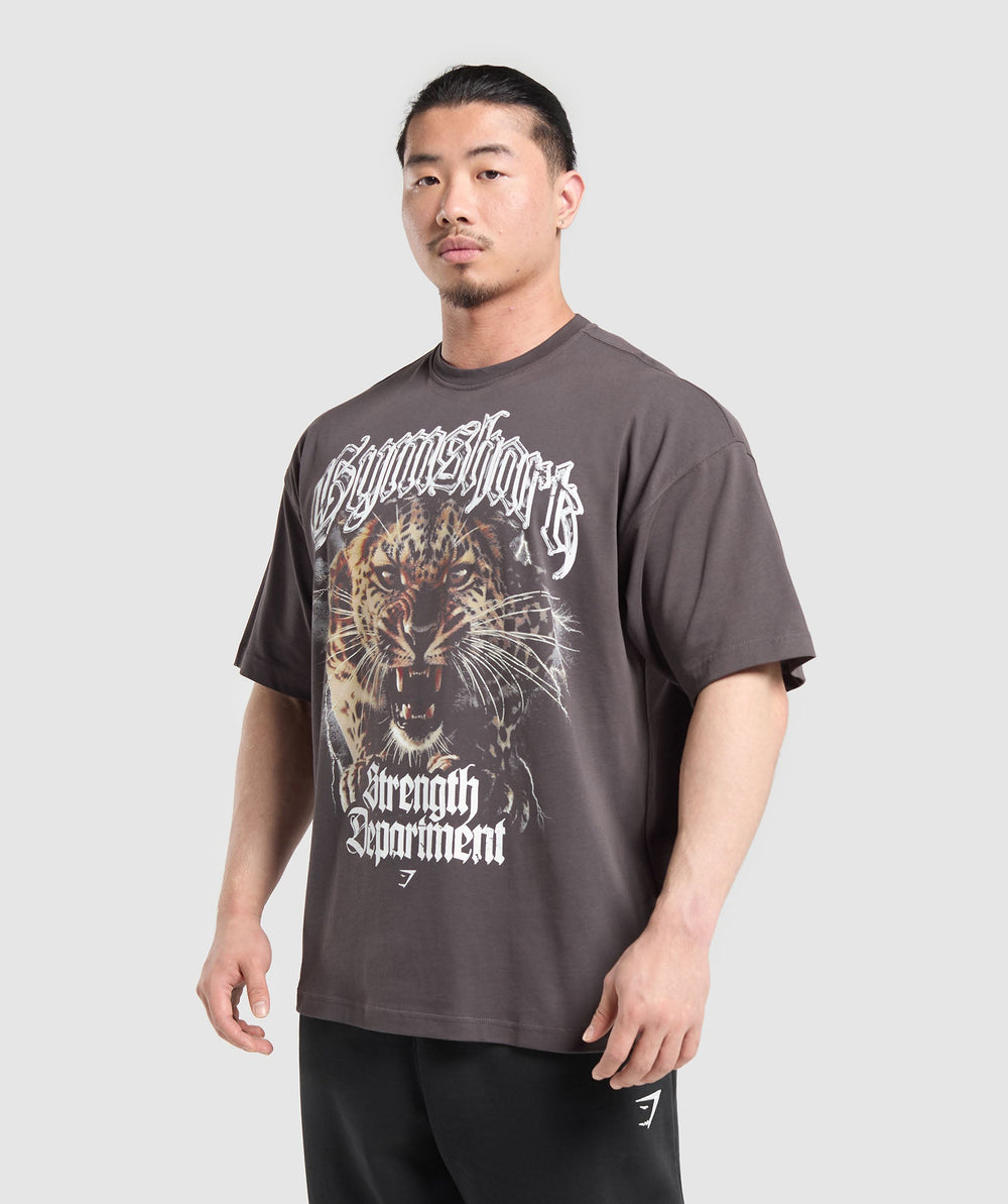 Strength Department Animal Oversized T-Shirt Greyed Purple
