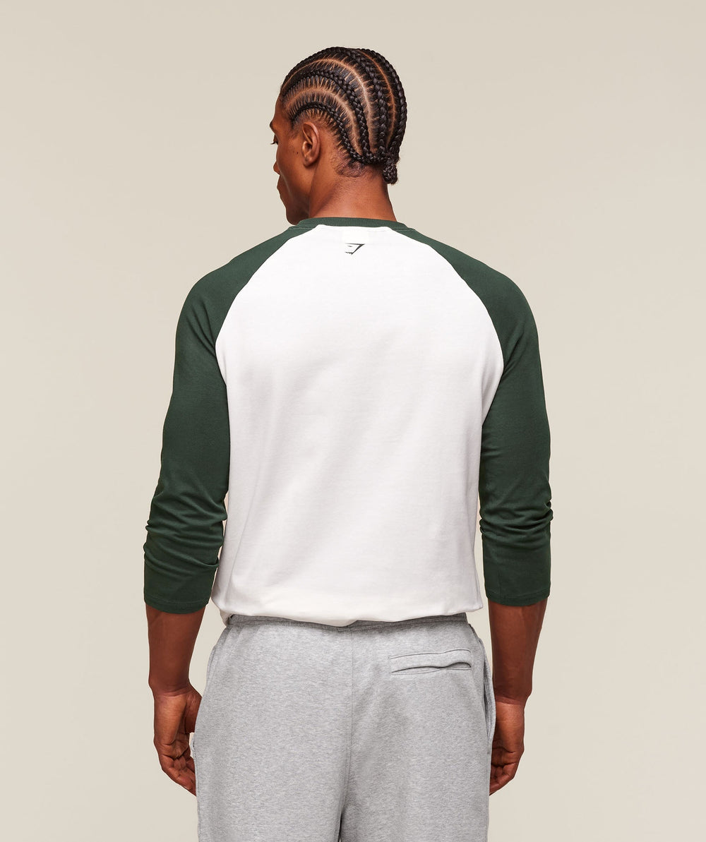GSLC Raglan 3/4 Sleeve T-Shirt Soft White/Trail Green