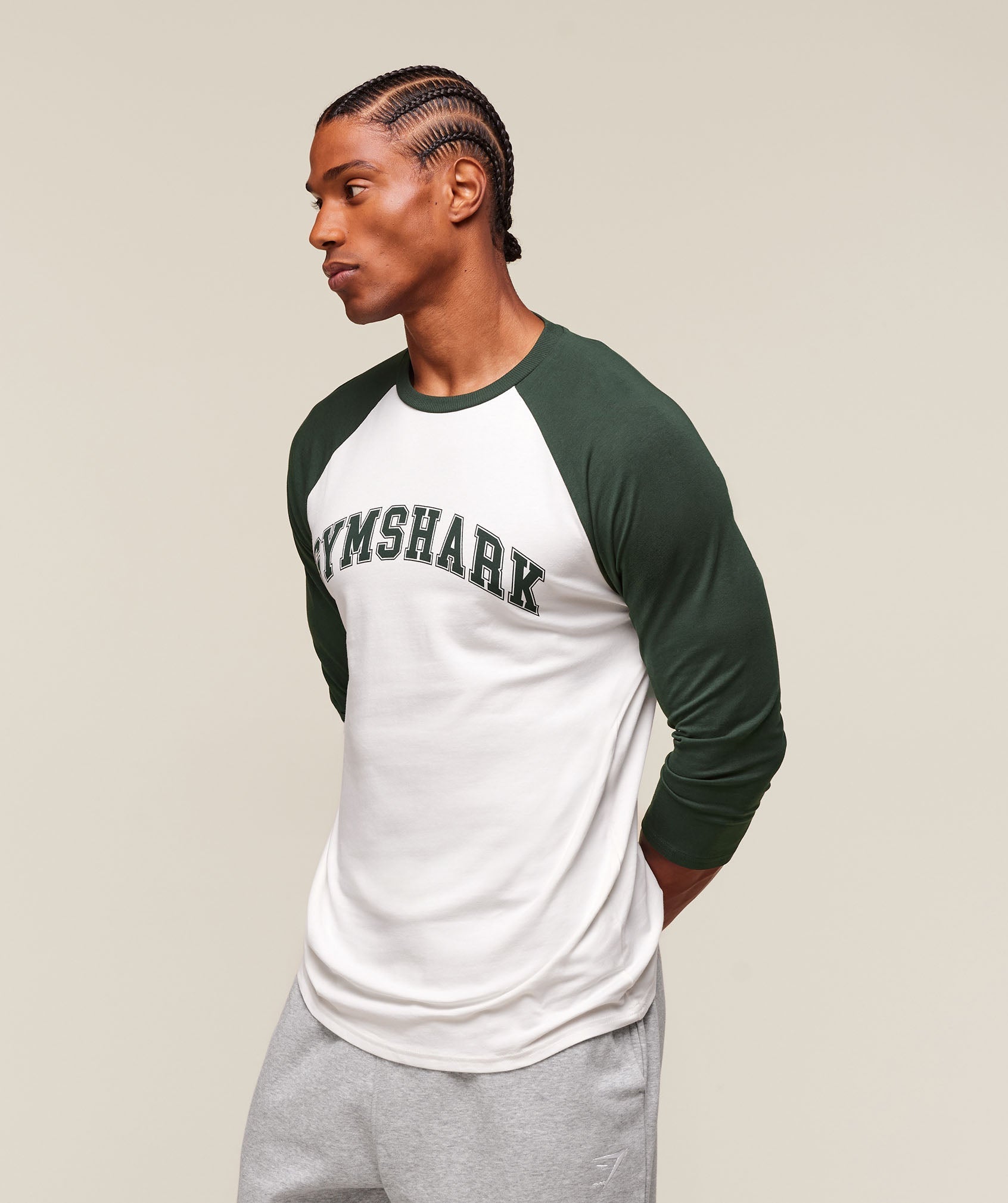 GSLC Raglan 3/4 Sleeve T-Shirt Soft White/Trail Green
