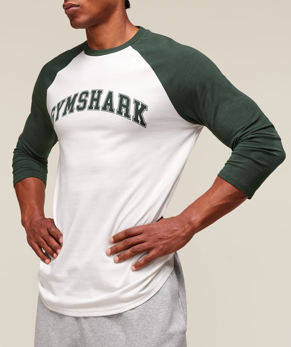 GSLC Raglan 3/4 Sleeve T-Shirt Soft White/Trail Green