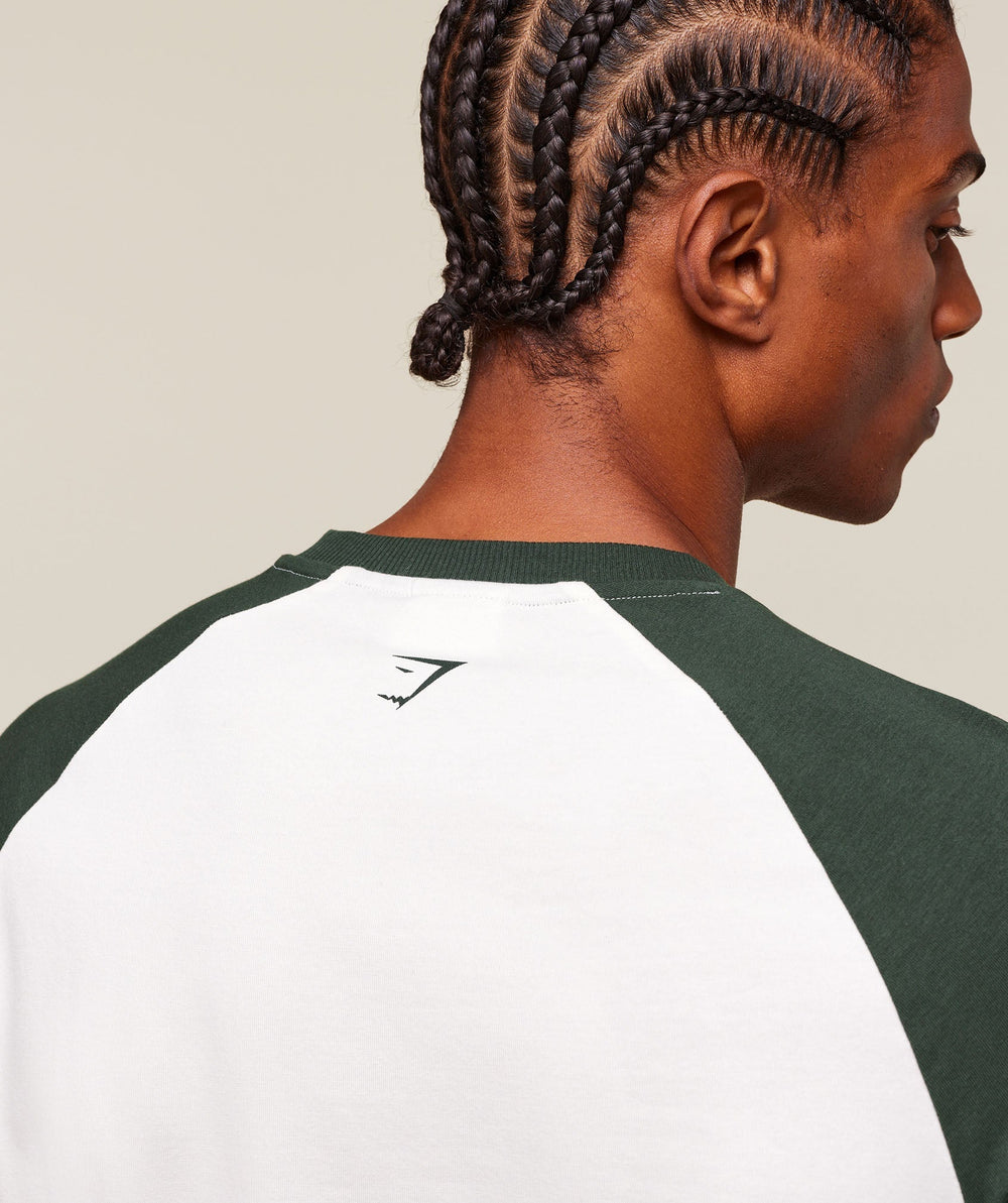 GSLC Raglan 3/4 Sleeve T-Shirt Soft White/Trail Green