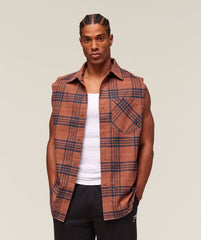 Check Sleeveless Shirt Canyon Brown