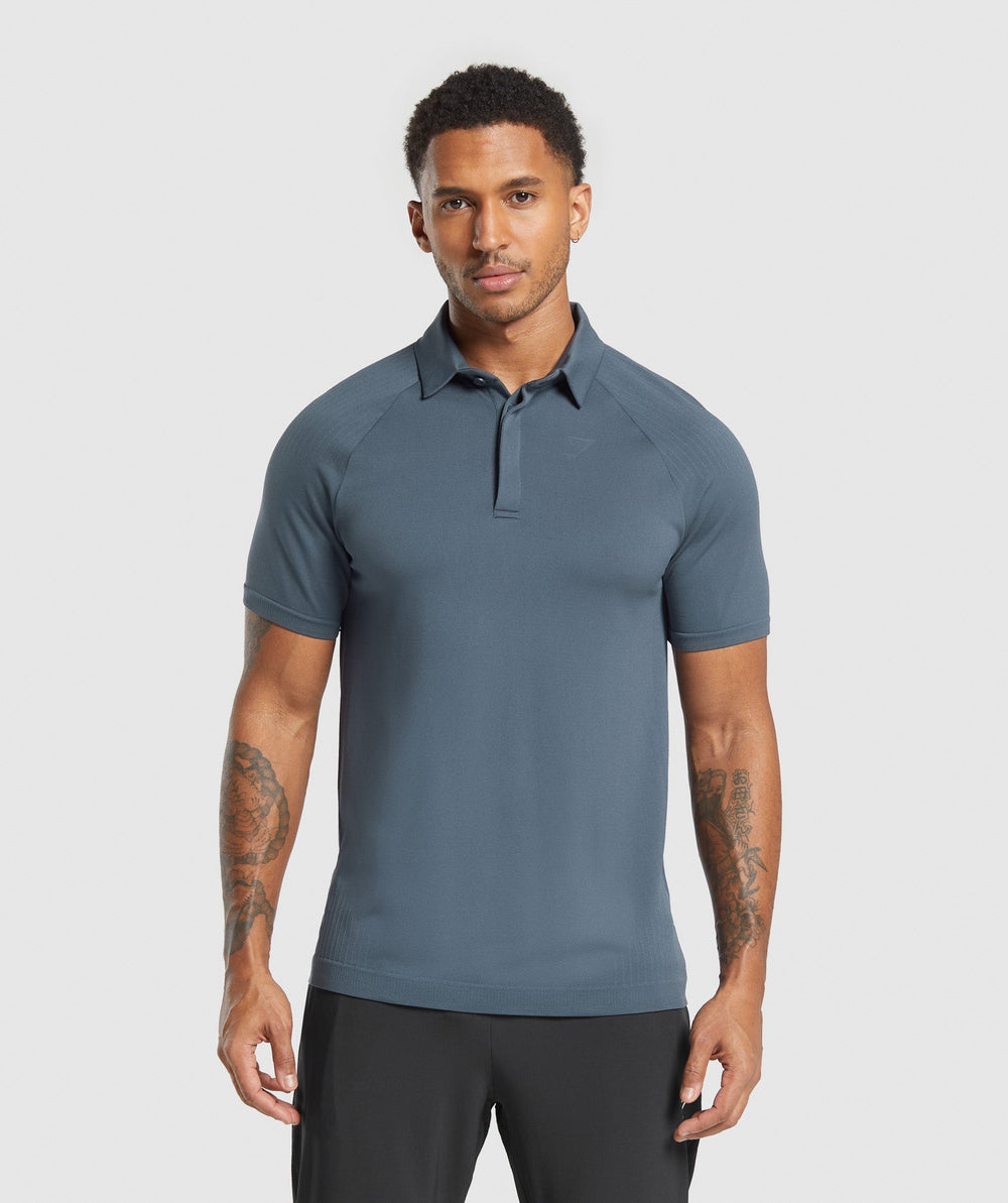 Seamless Polo Shirt Titanium Blue