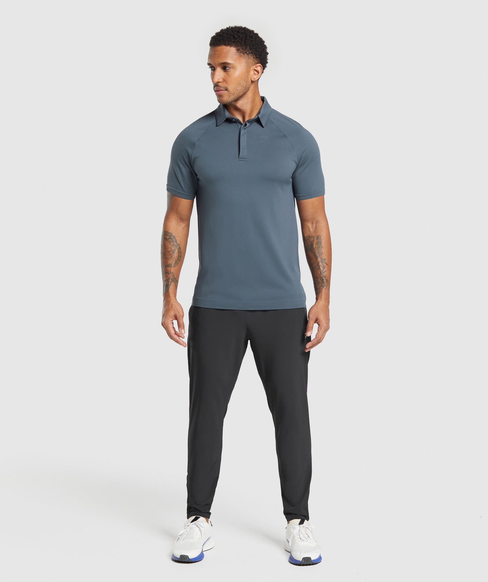 Seamless Polo Shirt Titanium Blue