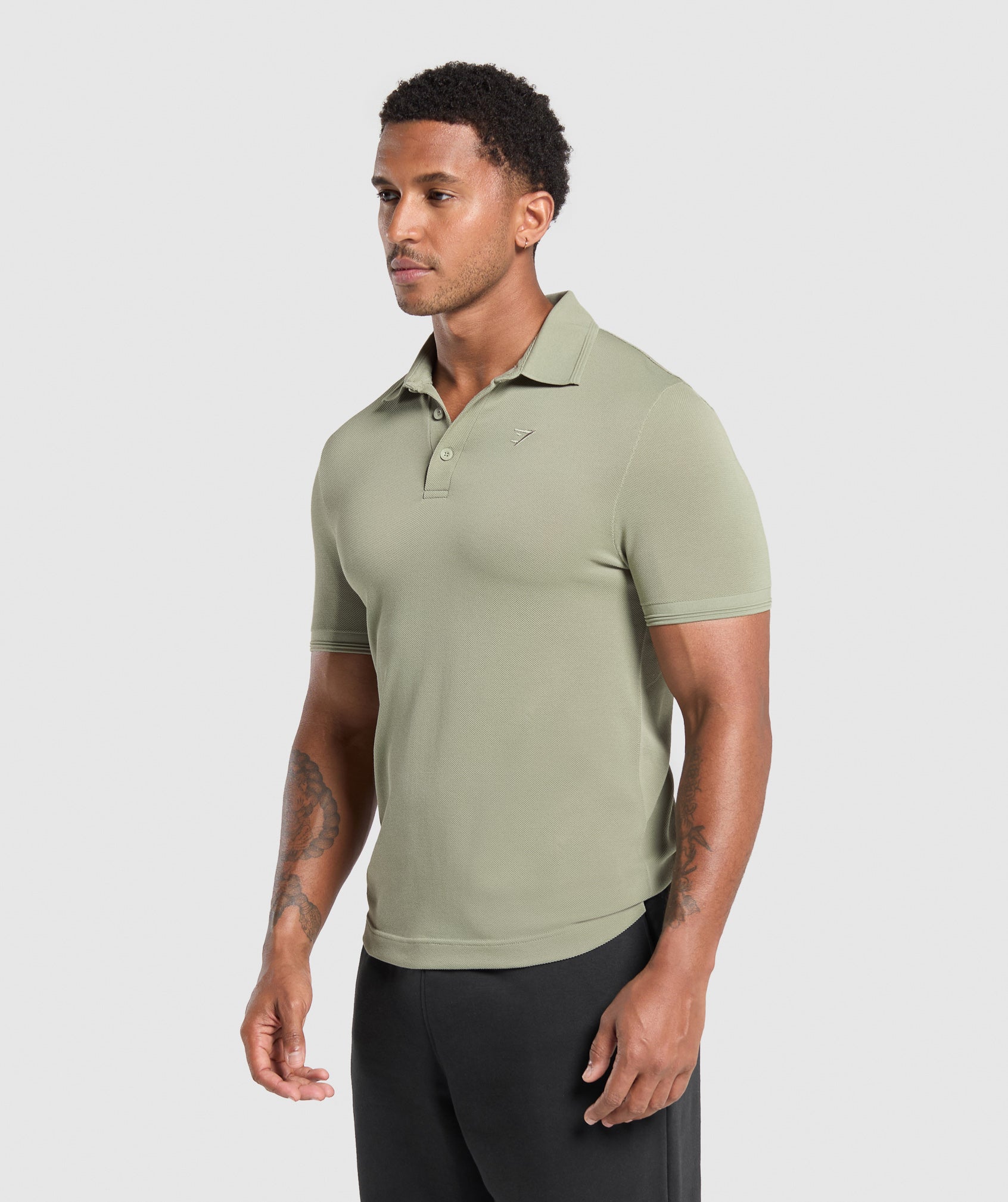 Flat Knit Polo Shirt Chalk Green