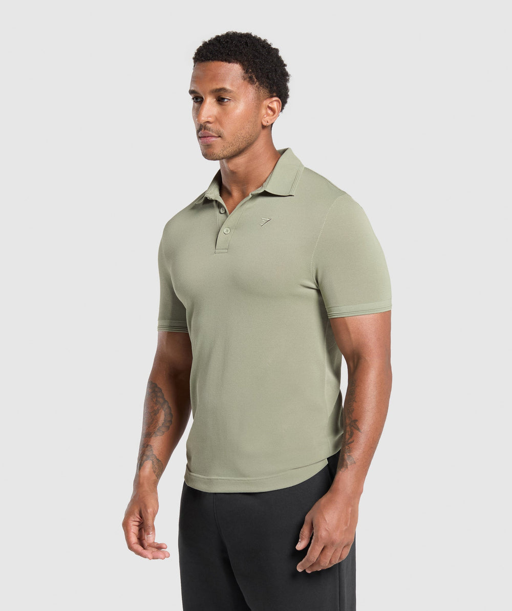 Flat Knit Polo Shirt Chalk Green