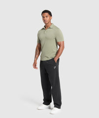 Flat Knit Polo Shirt Chalk Green