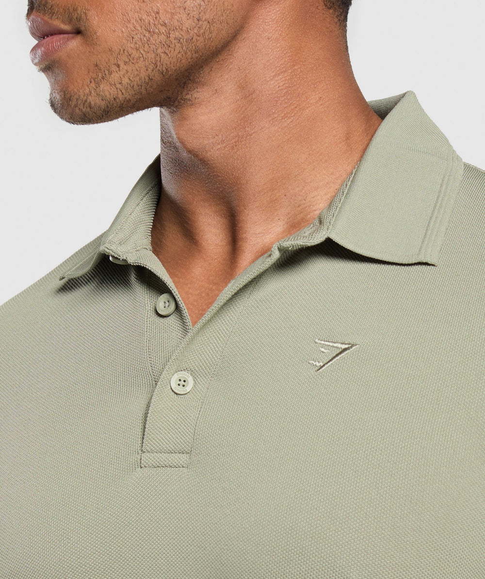 Flat Knit Polo Shirt Chalk Green