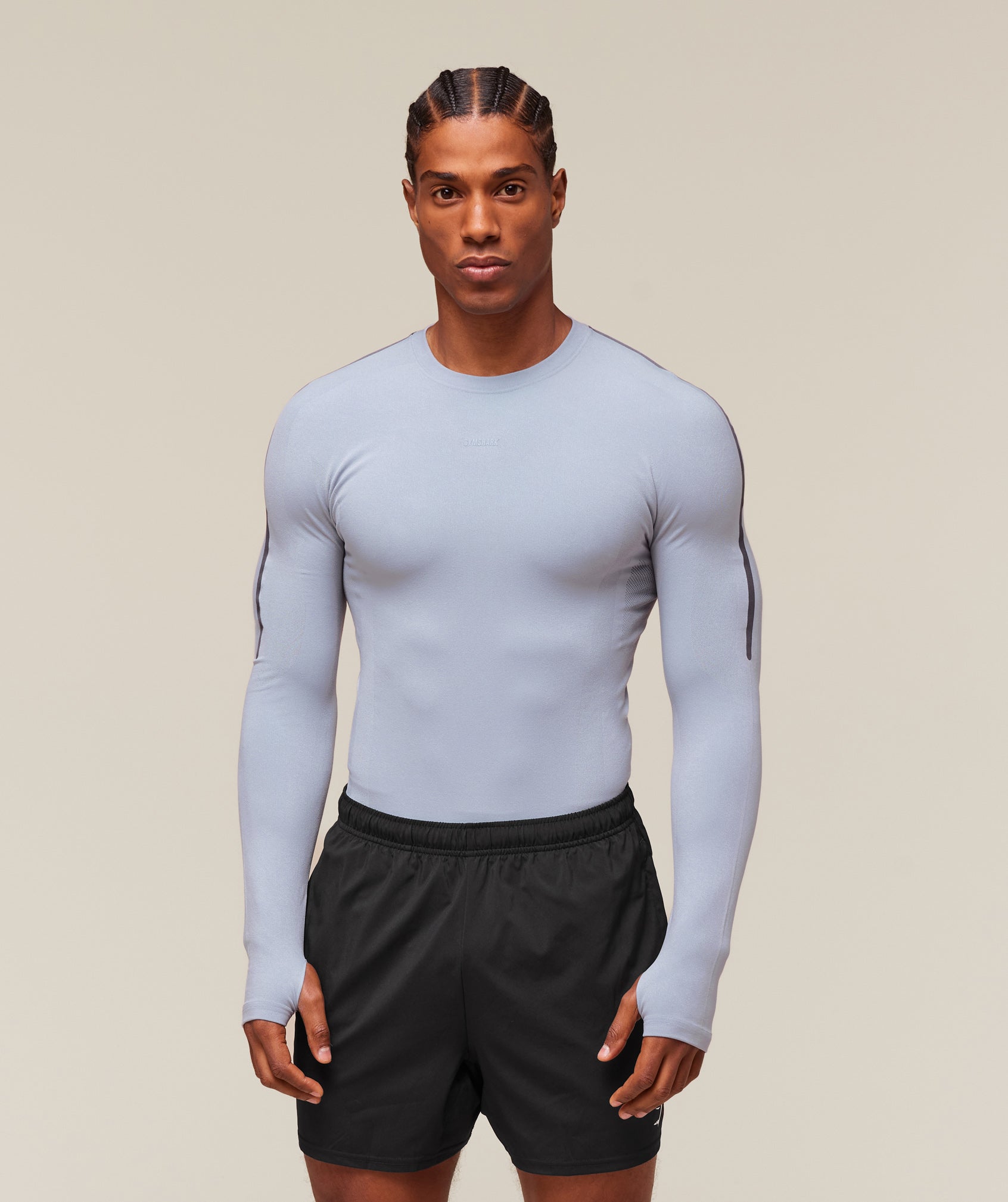 everywear Warp Knit Long Sleeve T-Shirt Pale Blue