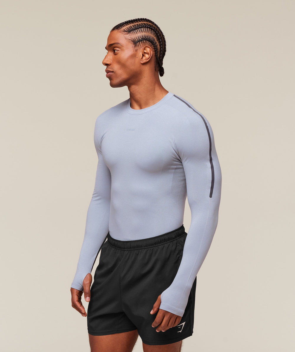 everywear Warp Knit Long Sleeve T-Shirt Pale Blue