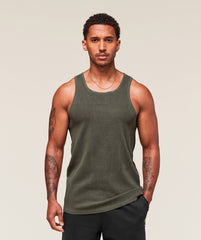 Washed Premium Ribbed Tank Strength Green