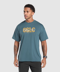 Script Graphic T-Shirt Cargo Blue