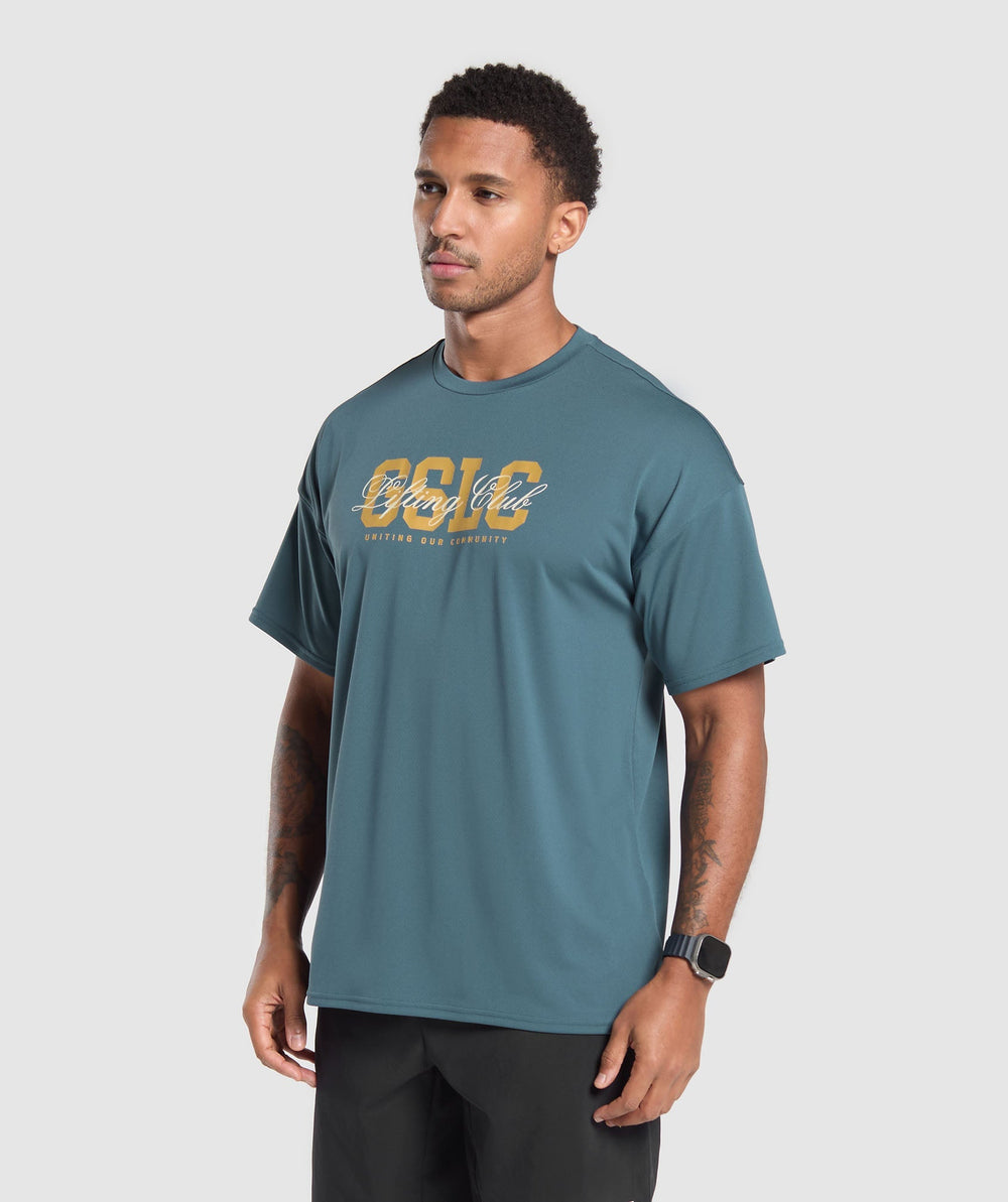 Script Graphic T-Shirt Cargo Blue