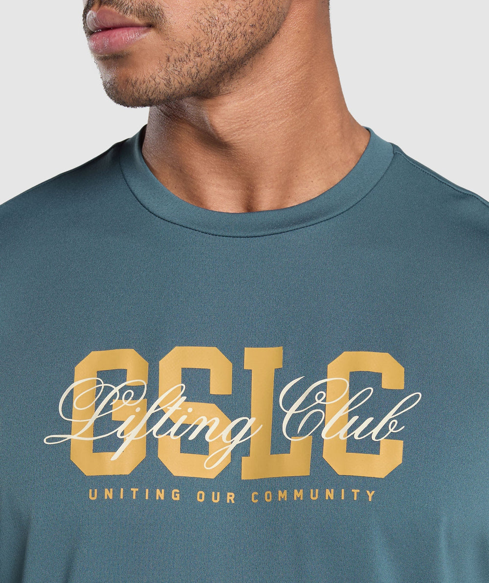 Script Graphic T-Shirt Cargo Blue